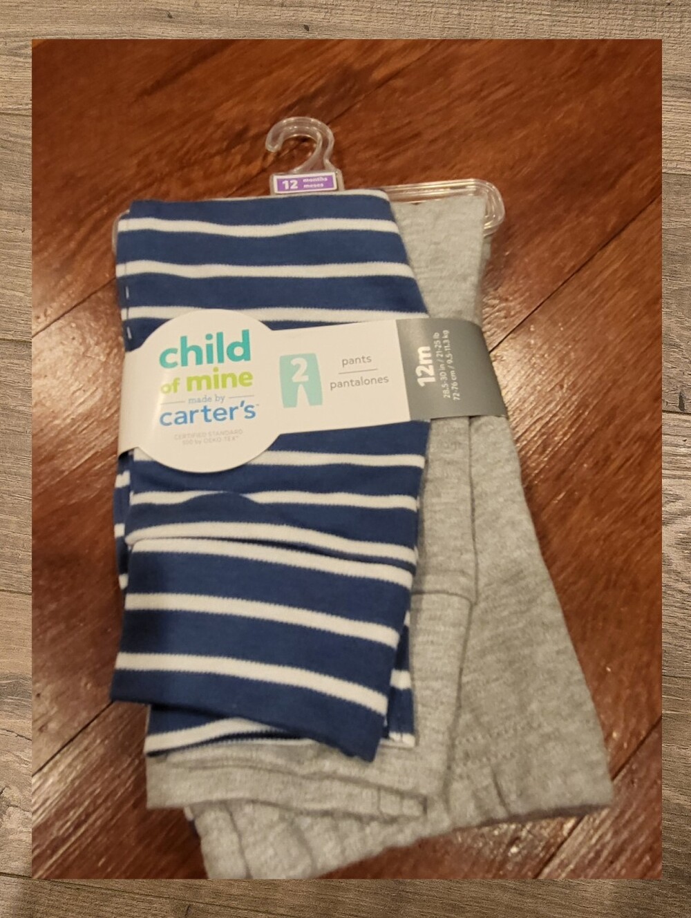 🌻 NWT Carters baby boy blue & white stripe & grey 2pc jogger pants set size 12M